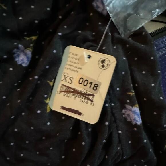 Free People Celia Mini Dress Black Floral Long Sleeve, Size XS, New with Tag - Picture 9 of 9